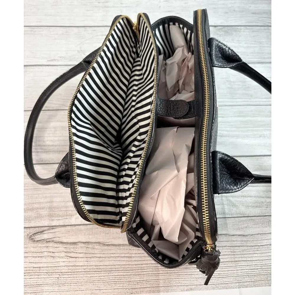 Kate Spade Southport Avenue Lydia Black Leather Large Satchel Shoulder Bag Purse - Picture 7 of 14